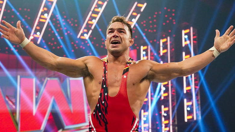 Chad Gable holding out his arms on "WWE Raw"