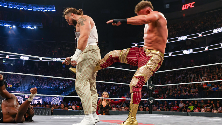 Channing Lorenzo kicks Tony D'Angelo below the belt