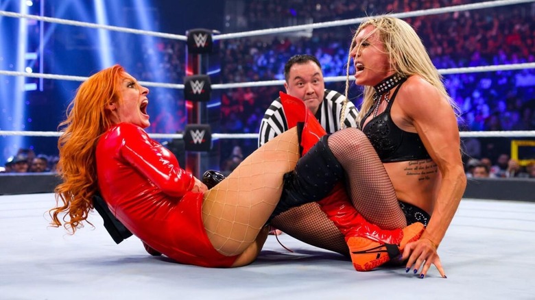 Becky Lynch and Charlotte Flair in the ring