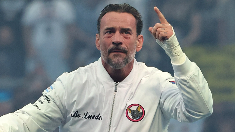 CM Punk wearing white jacket at WWE WrestleMania 42