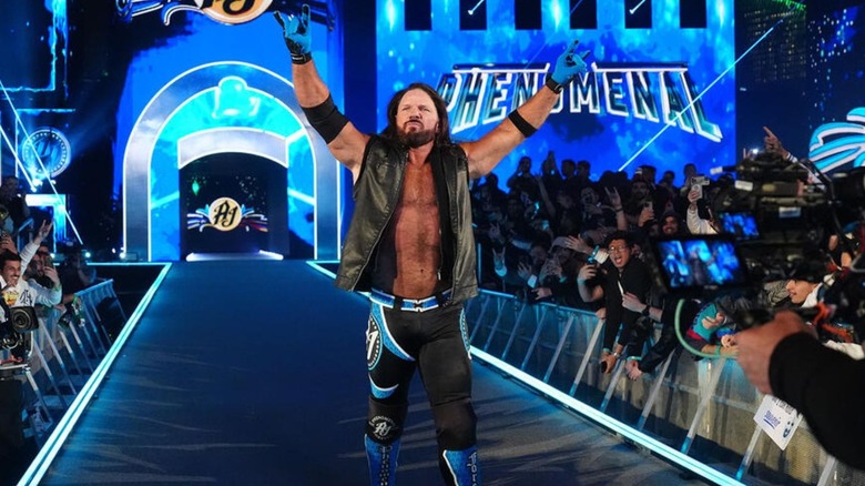 AJ Styles heads down the ramp to the ring ahead of his retirement match against GUNTHER at the Royal Rumble.
