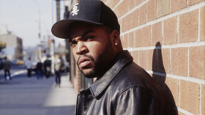 Ice Cube leaning against a wall, New York City, November 1994.