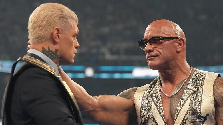Cody Rhodes and The Rock interacting on an episode of 