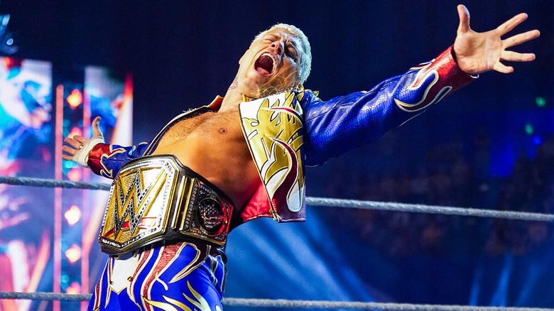 Cody Rhodes during his entrance at WWE Crown Jewel for the titular championship belt against Seth Rollins.