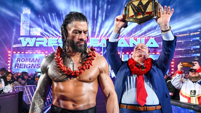 Roman Reigns and Paul Heyman at WrestleMania 40