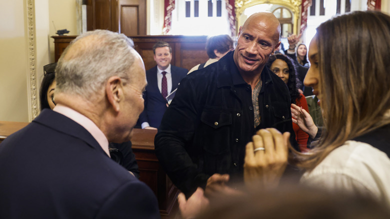 Dwayne Johnson meeting with Senators at U.S. Capitol