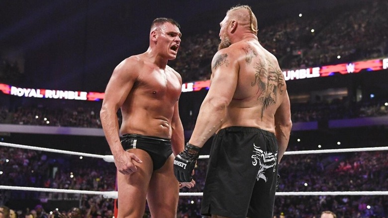 Gunther and Brock Lesnar at the Royal Rumble