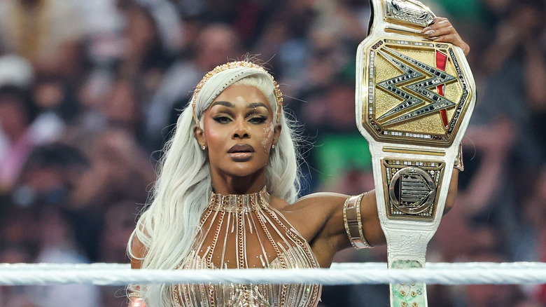 Jade Cargill is introduced before her match against Rhea Ripley for the WWE Women's Championship during WrestleMania 42