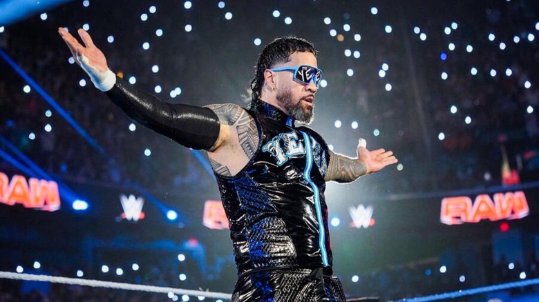 Jey Uso poses in the ring before a match on WWE programming.