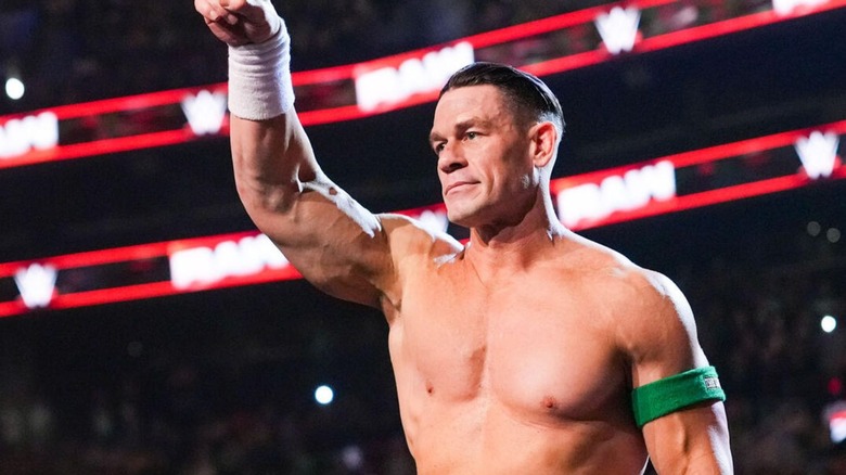 John Cena is announced before a match, in the ring, during an episode of "WWE Raw."