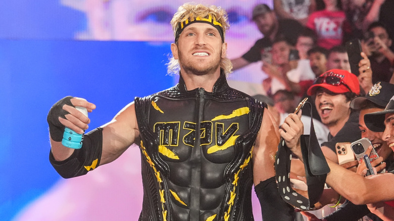 Logan Paul making his way to the ring during his appearance on 