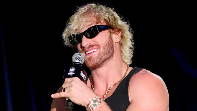 Logan Paul speaks onstage during the Fanatics Flag Football Classic Draft at Waldorf Astoria Beverly Hills on March 18, 2026 in Beverly Hills, California.