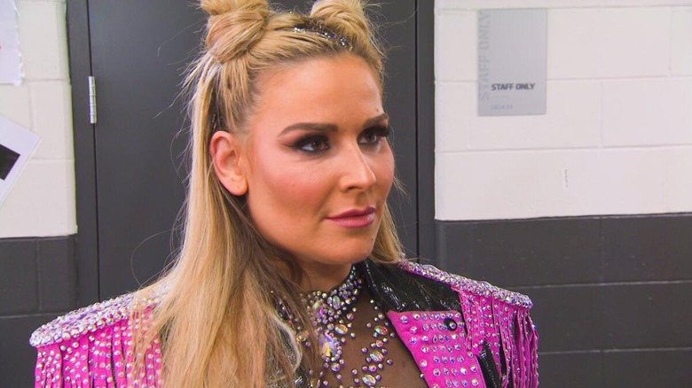 Natalya during a backstage segment on Total Divas - Season 7, Episode 11