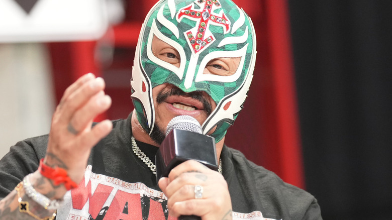 Rey Mysterio doing an interview