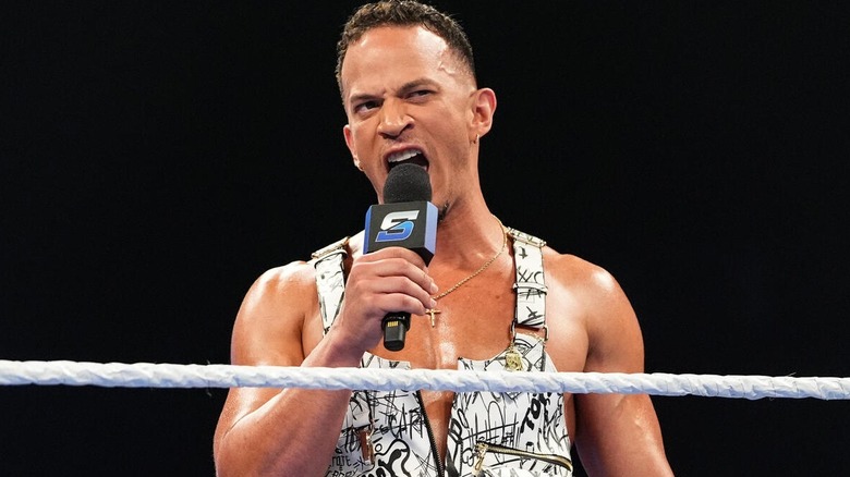 WWE star Ricky Saints calls out Trick Williams (not pictured) ahead of their Night of Champions match for the Men's United States Championship