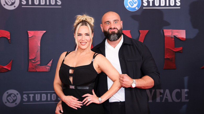 CJ Perry and Rusev at the premiere of Clayface