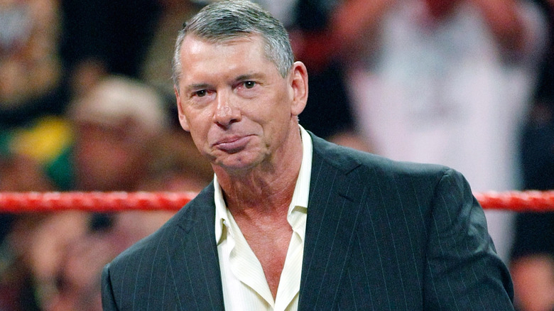 World Wrestling Entertainment Inc. Chairman Vince McMahon appears in the ring during the WWE Monday Night Raw show at the Thomas & Mack Center August 24, 2009 in Las Vegas, Nevada.