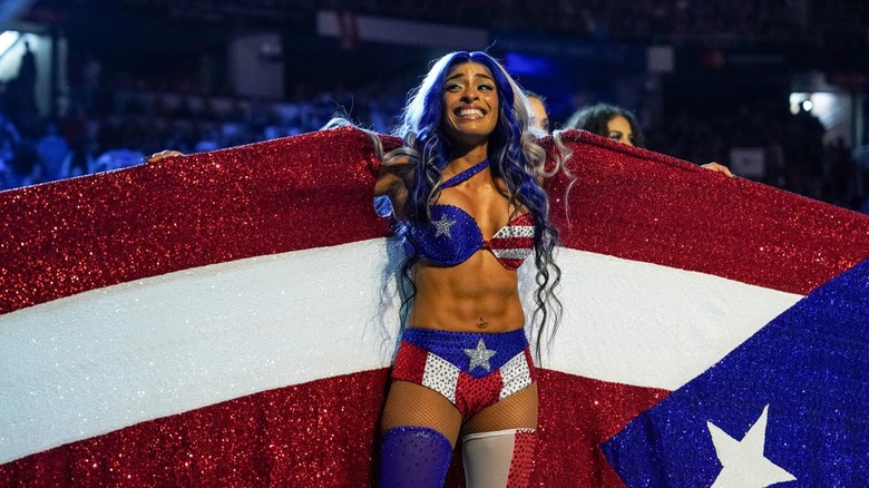 Zelina Vega posing at WWE Backlash