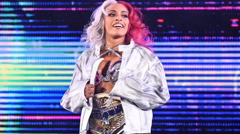 Zelina Vega wearing the  WWE Women's United States Championship