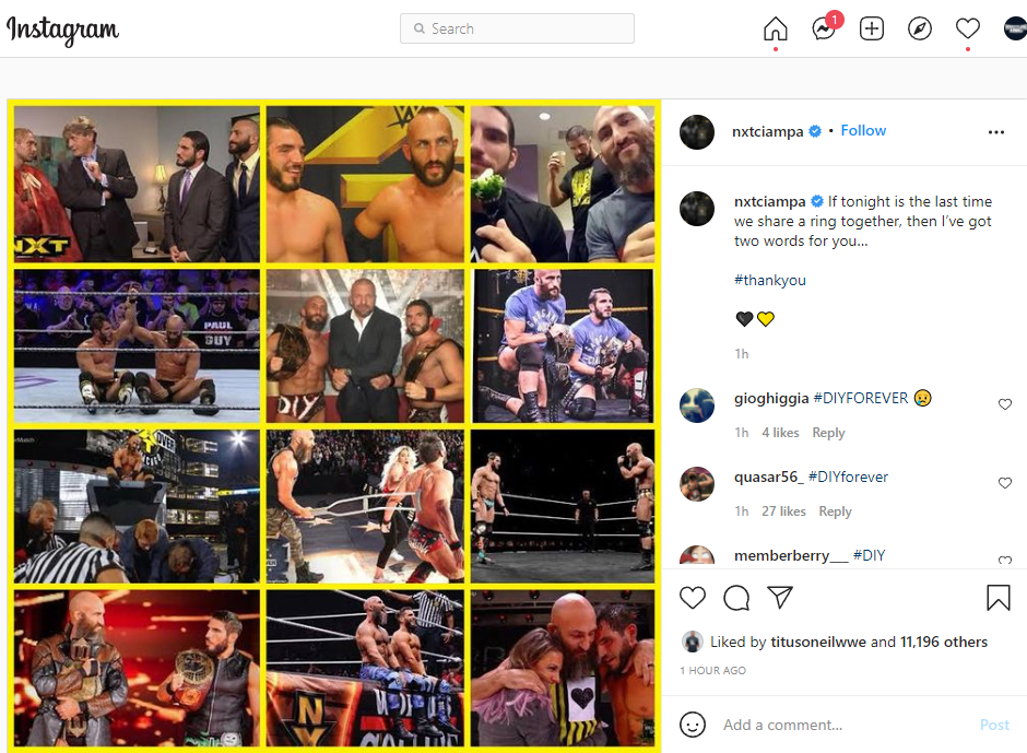 Tommaso Ciampa tribute to Johnny Gargano.