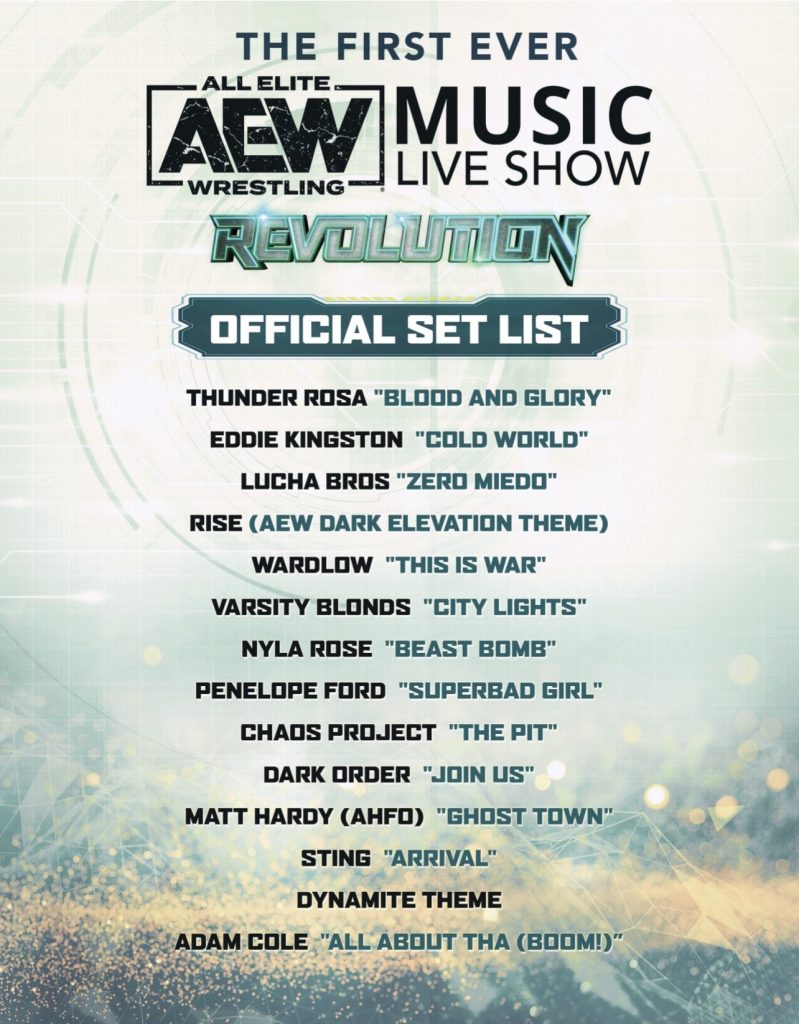 AEW Music LIVE! first setlist.